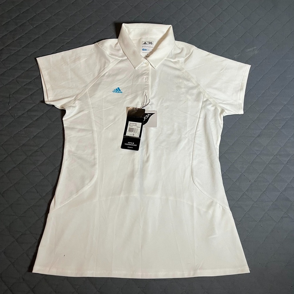 Adidas Women's Puremotion CoolMax Golf Polo White Small NWT Performance